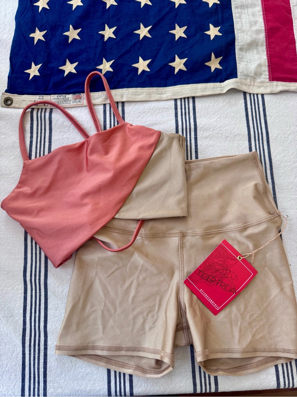 NEW Two-Tone Tiger Friday Coral & Beige Women's Active Set